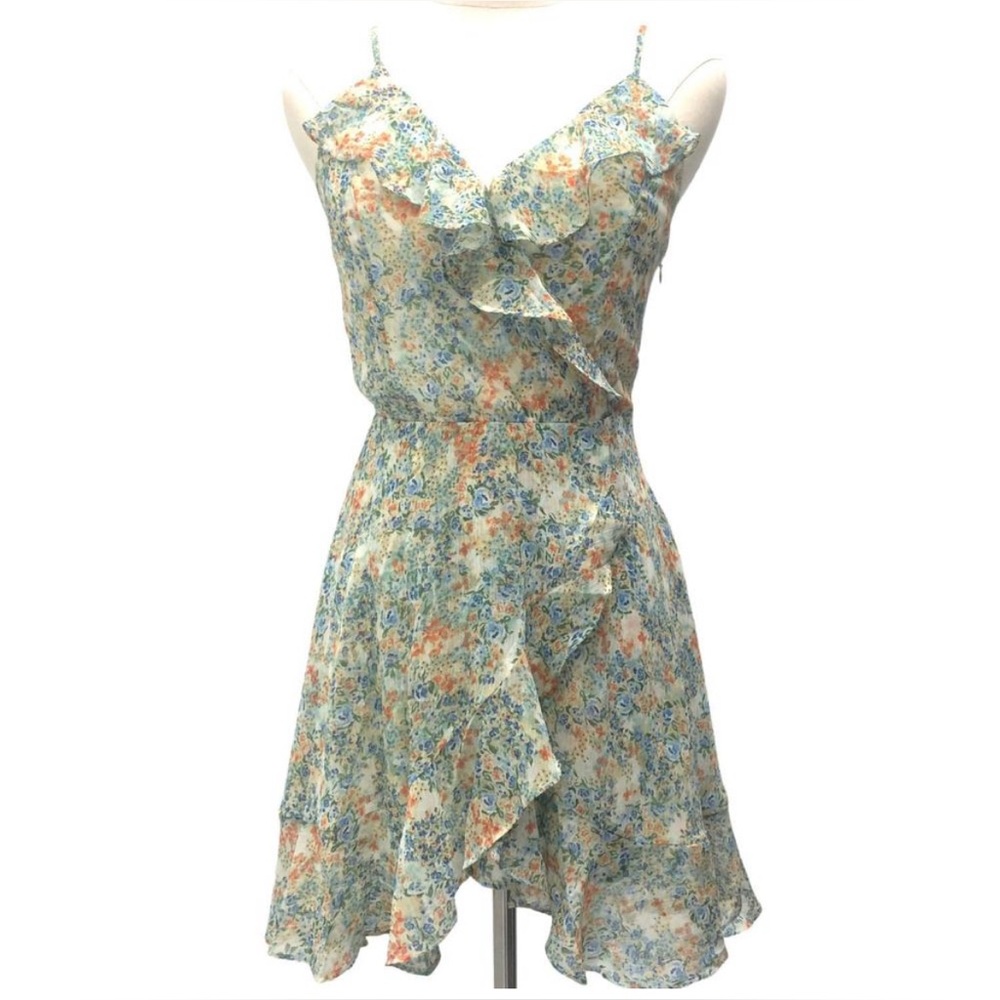 Sadie & Sage Floral Ruffle Mini Dress Small Garden Formal Feminine Wedding